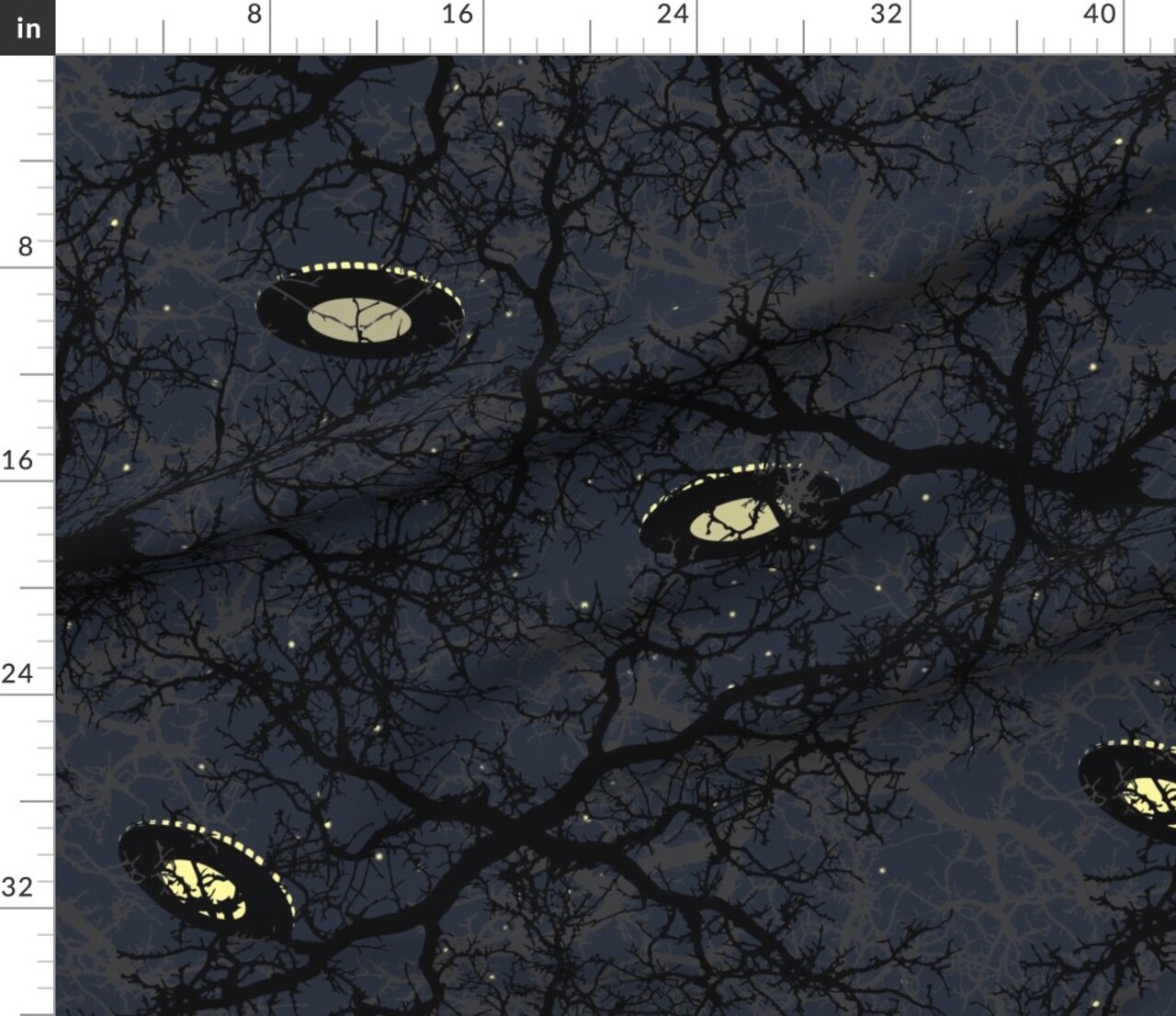 Various Fabrics by the Yard or Fat Quarter Spaceships Sci Fi Science Fiction Dark Outer Space Aliens Extraterrestrials Mystery Custom Printed Fabric by Spoonflower
